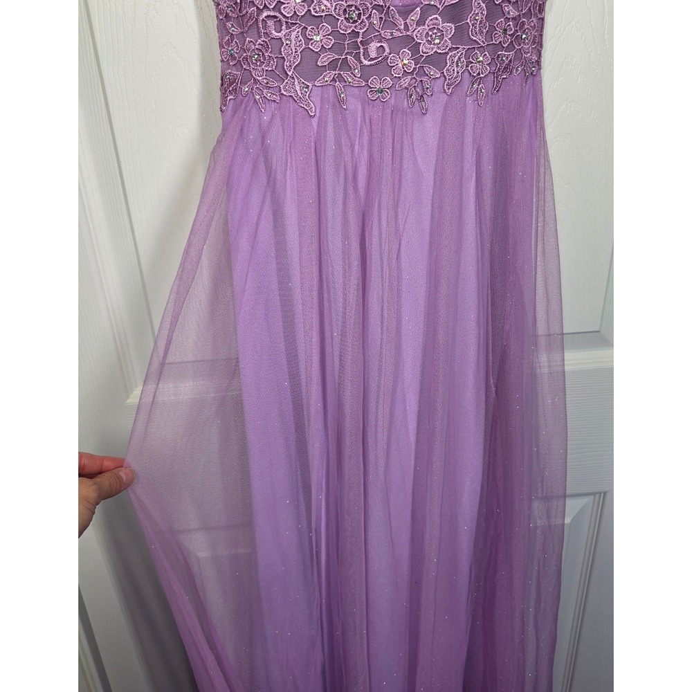 City Triangles Lavender Tulle Formal‎ Dress Floral Lace Waist Maxi Gown 9 Fairy - Picture 4 of 13